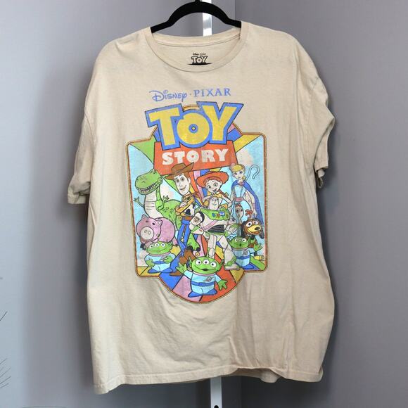 Disney Pixar Toy Story Graphic Tee XL – Beige, Retro Style - Picture 1 of 6